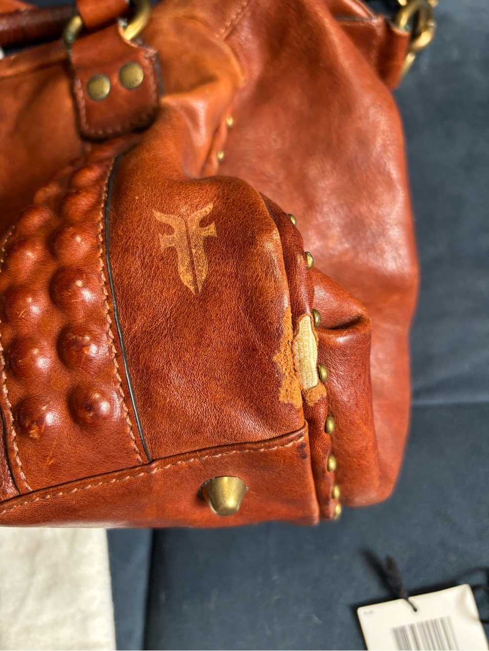 Frye Brown Leather Roxanne Satchel with Brass Hardware - Picture 5 of 6